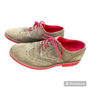 Steve Madden Kickstart‎ Dress Shoes Mens Sz 9.5 Tan Red Suede Loafers Casual